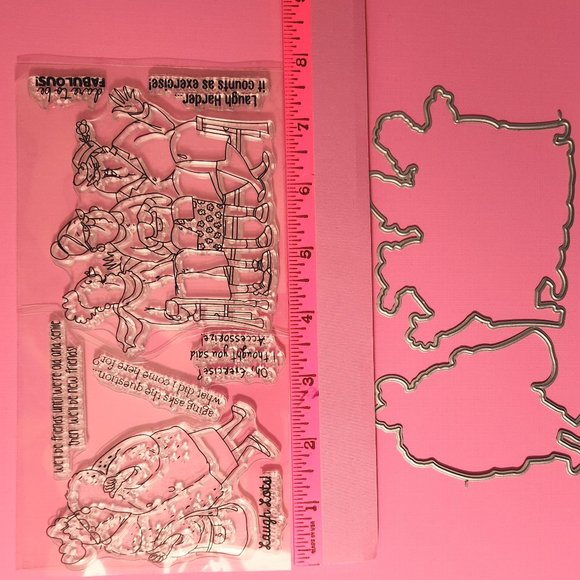 #197 STAMP & DIE SET: FUNNY LADIES, FRIENDSHIP, LAUGHING - Picture 6 of 6